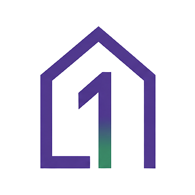 Gradient house outline with number one inside